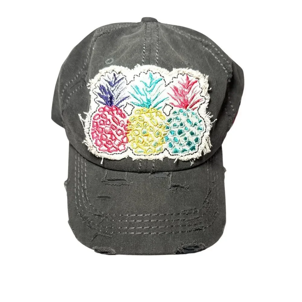 4350 District Pineapple Gray Summer, Outdoor, Distressed Baseball Cap